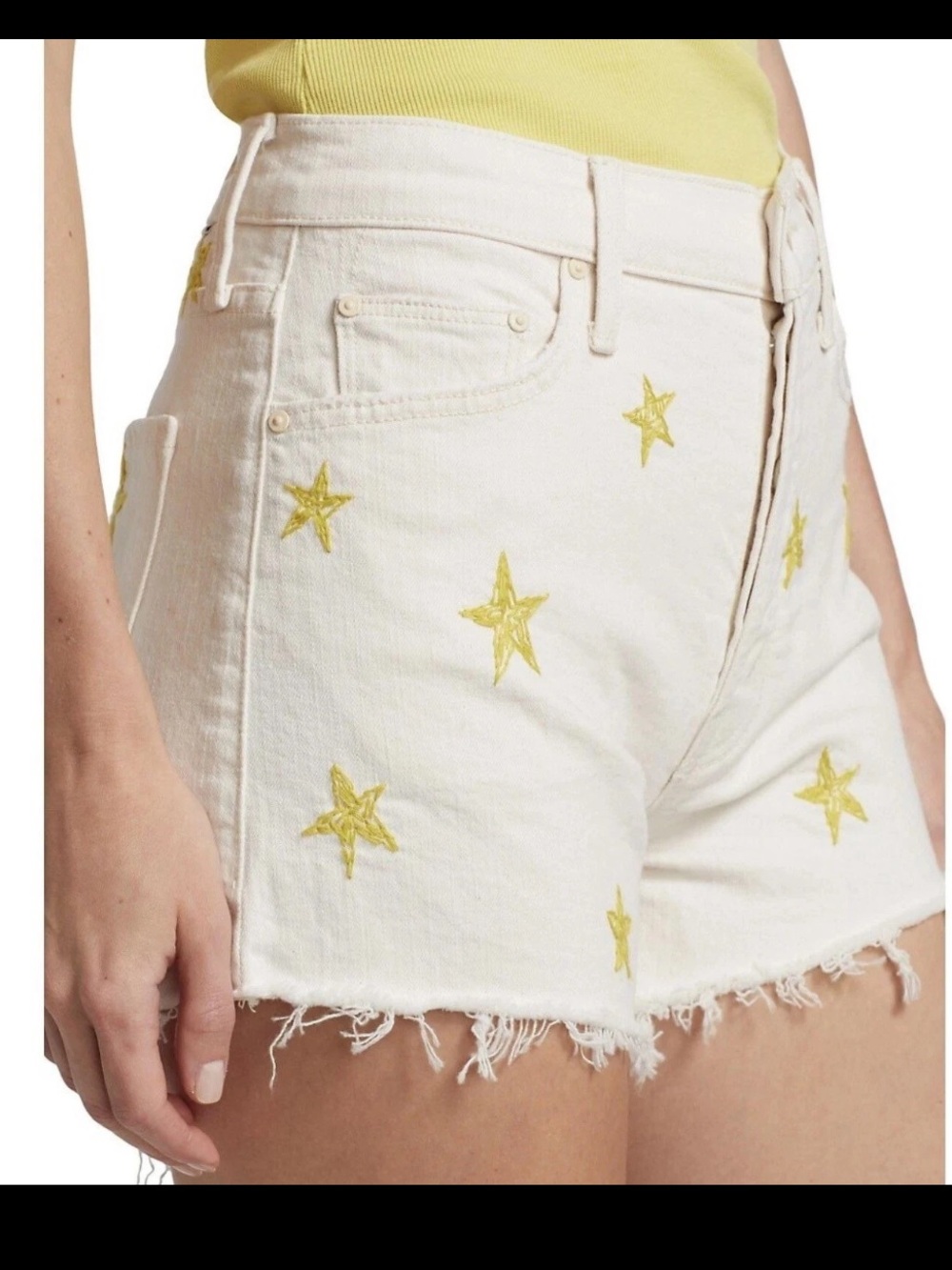 Mother Denim Shorts White Size 27 Shoot For The Stars Limited Ed High Rise EUC